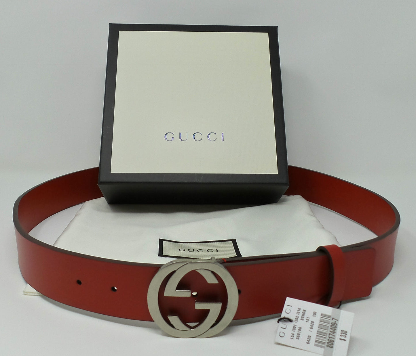 Red Small Buckle Belt Unisex Size 100