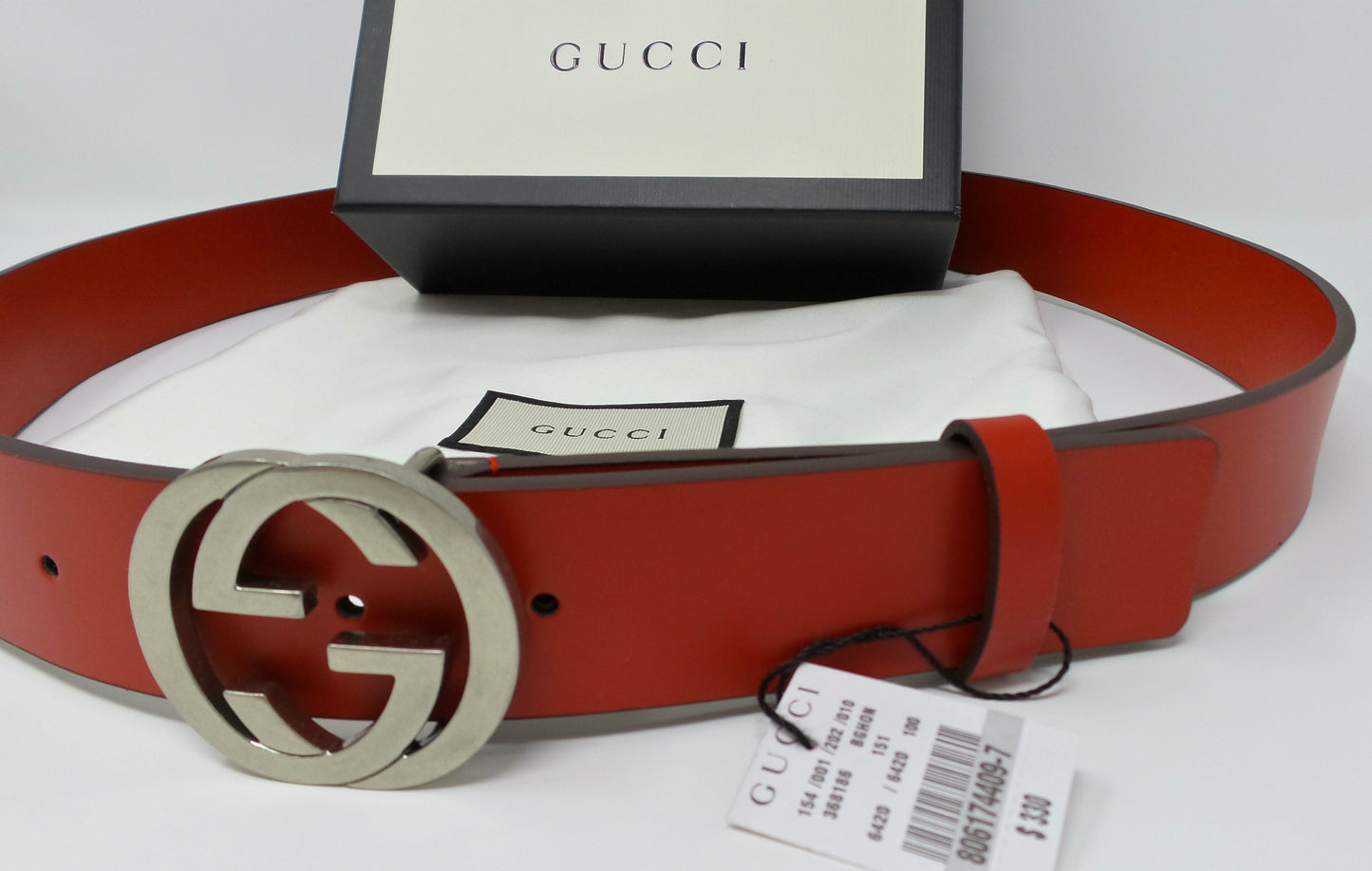 Red Small Buckle Belt Unisex Size 100