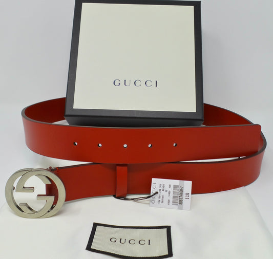 Red Small Buckle Belt Unisex Size 100