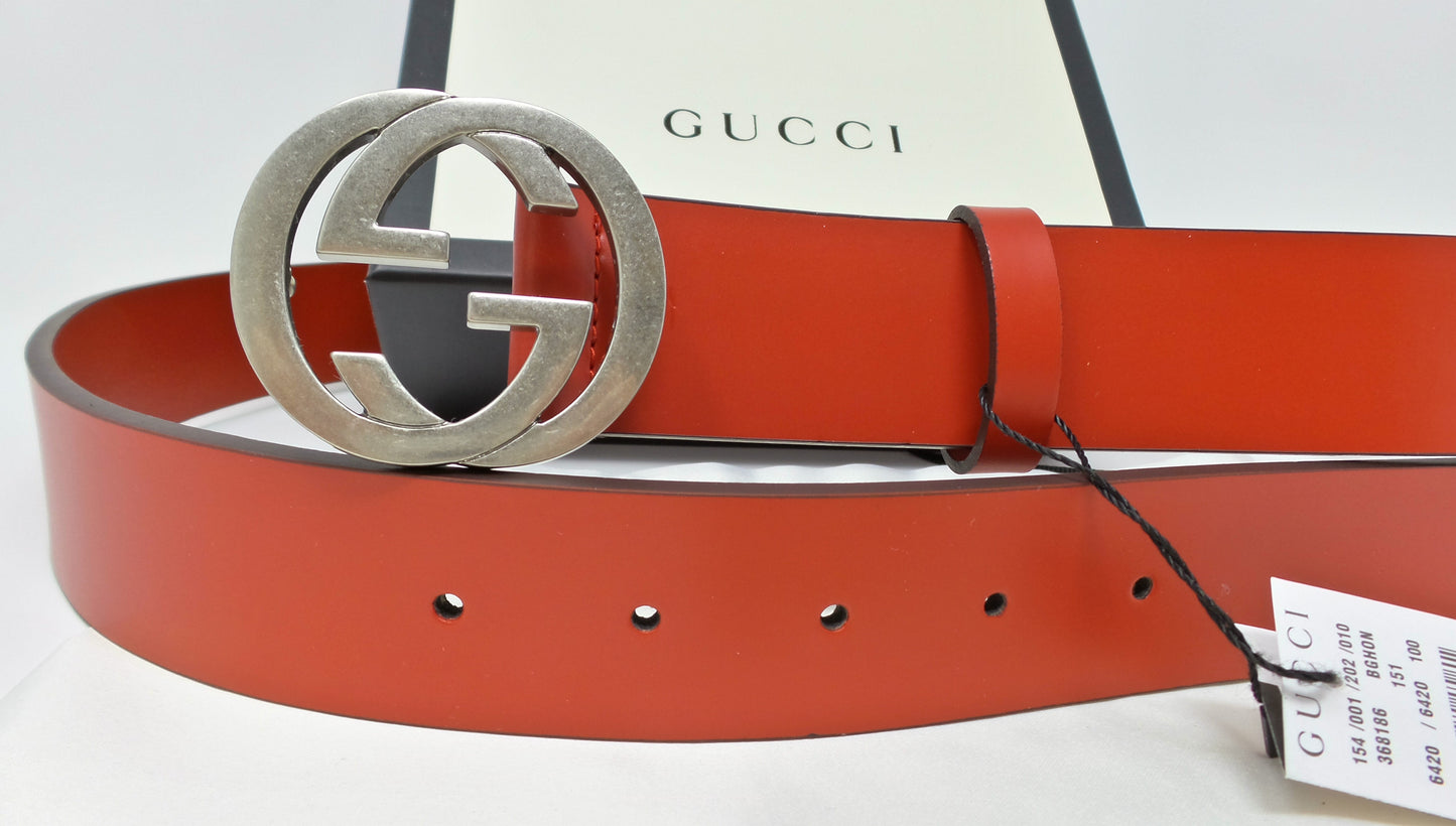 Red Small Buckle Belt Unisex Size 100