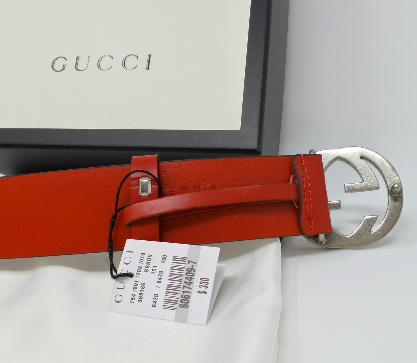 Red Small Buckle Belt Unisex Size 100