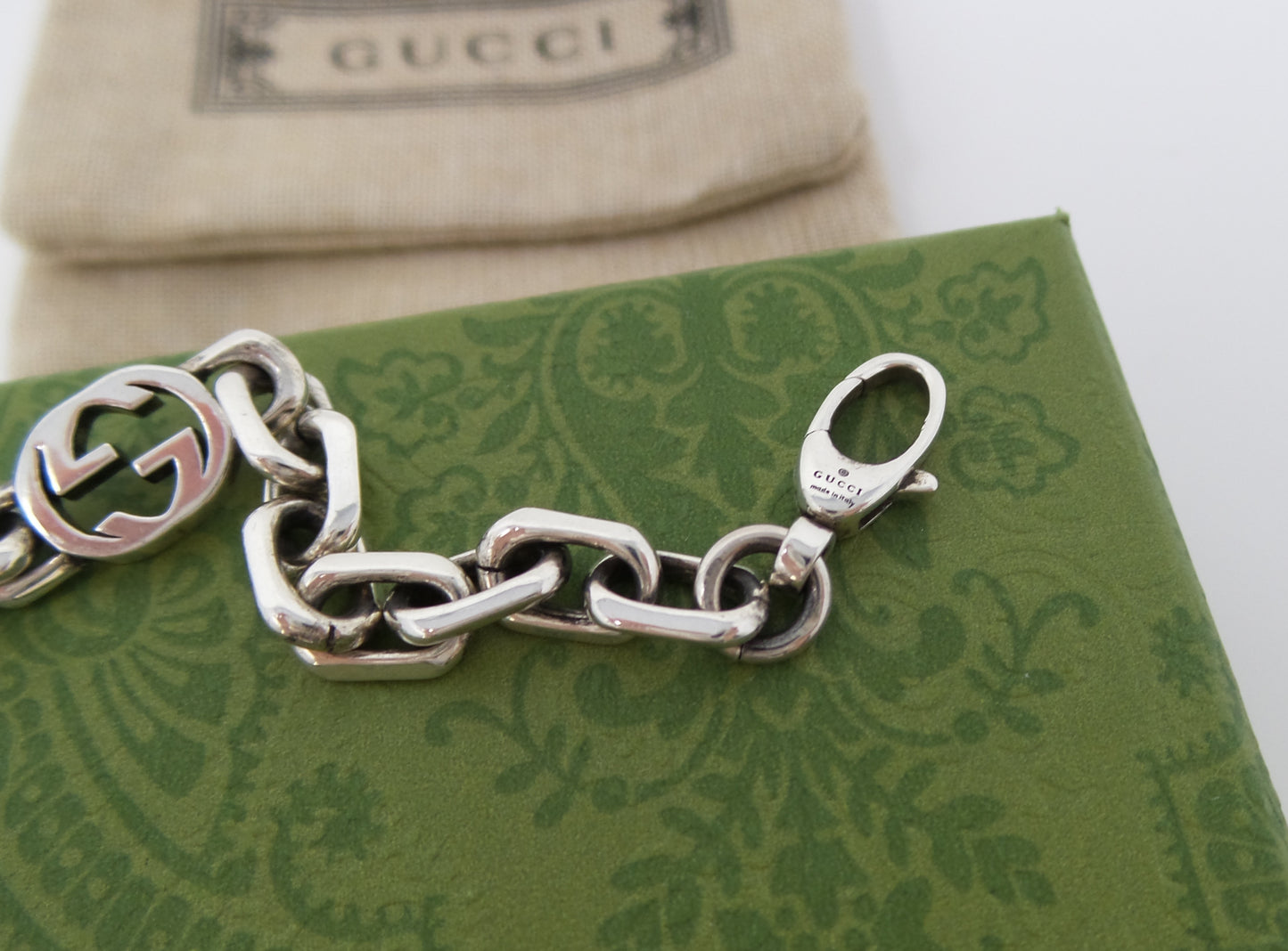 Unisex Silver Bracelet with Interlocking G