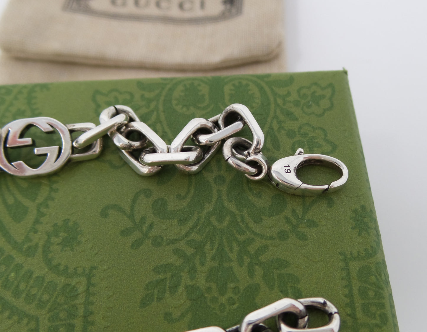 Unisex Silver Bracelet with Interlocking G