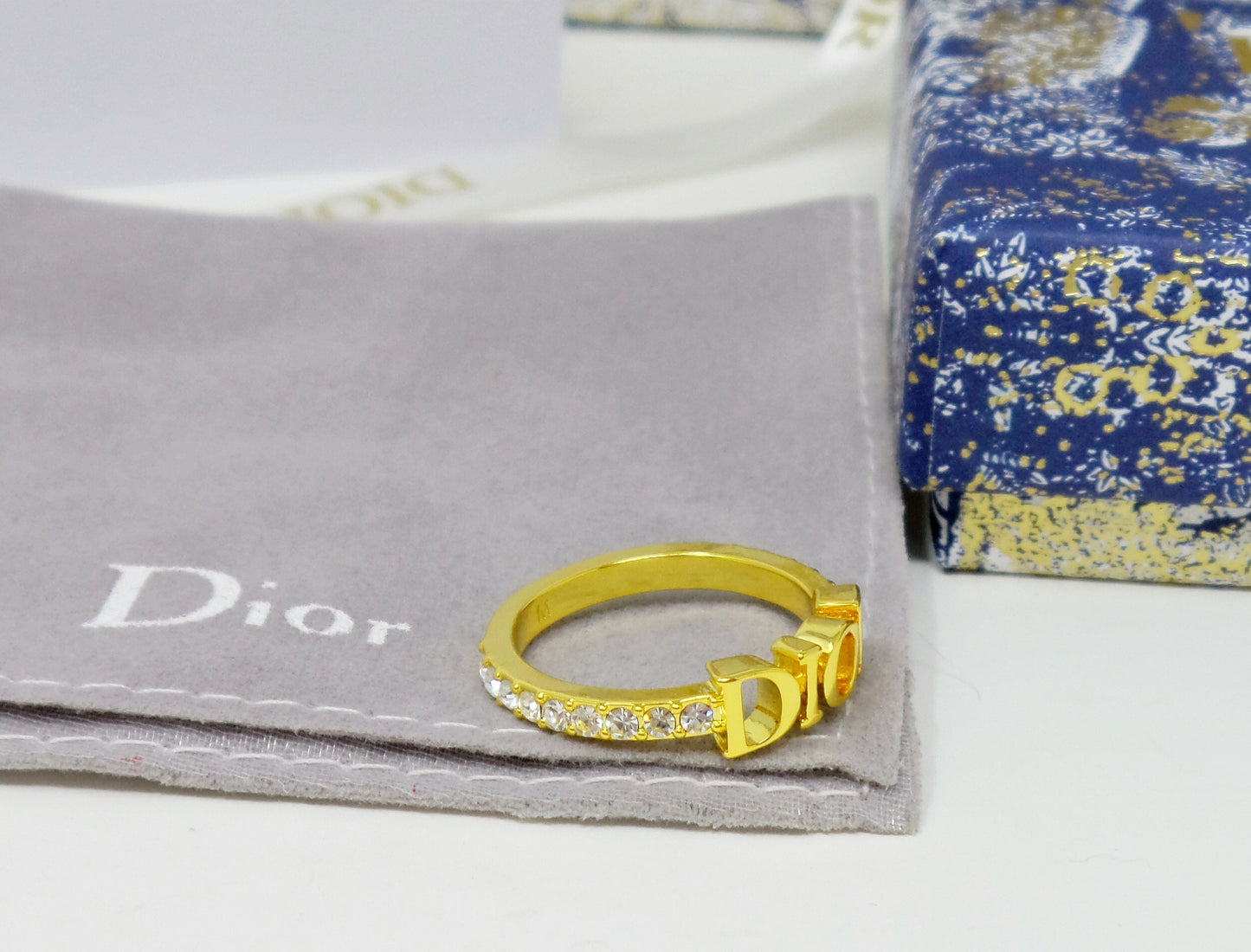 New Dio(r)evolution Ring Gold-finish Metal Crystal Pave