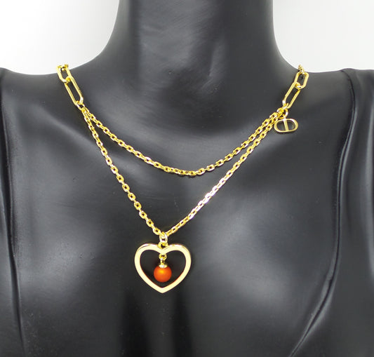 DIO(R)EVOLUTION Gold-Finish Heart Necklace Adjustable Length