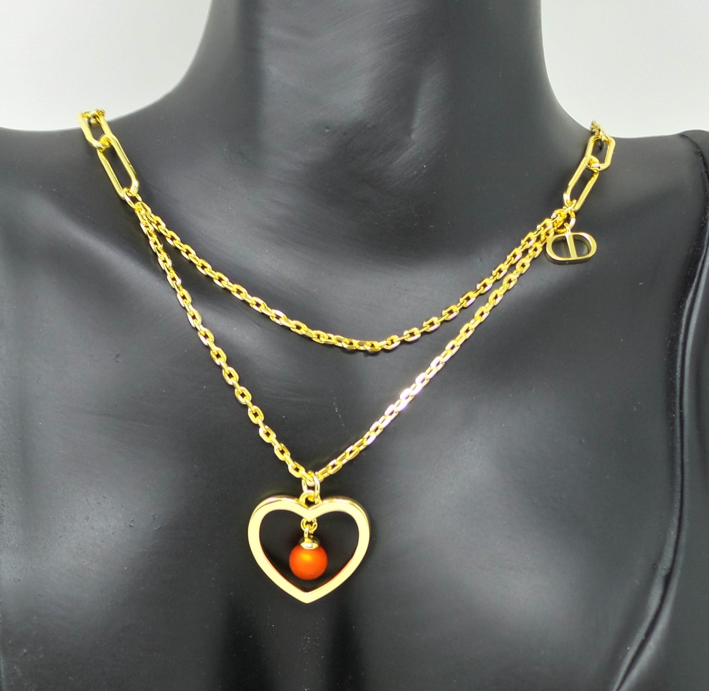 DIO(R)EVOLUTION Gold-Finish Heart Necklace Adjustable Length