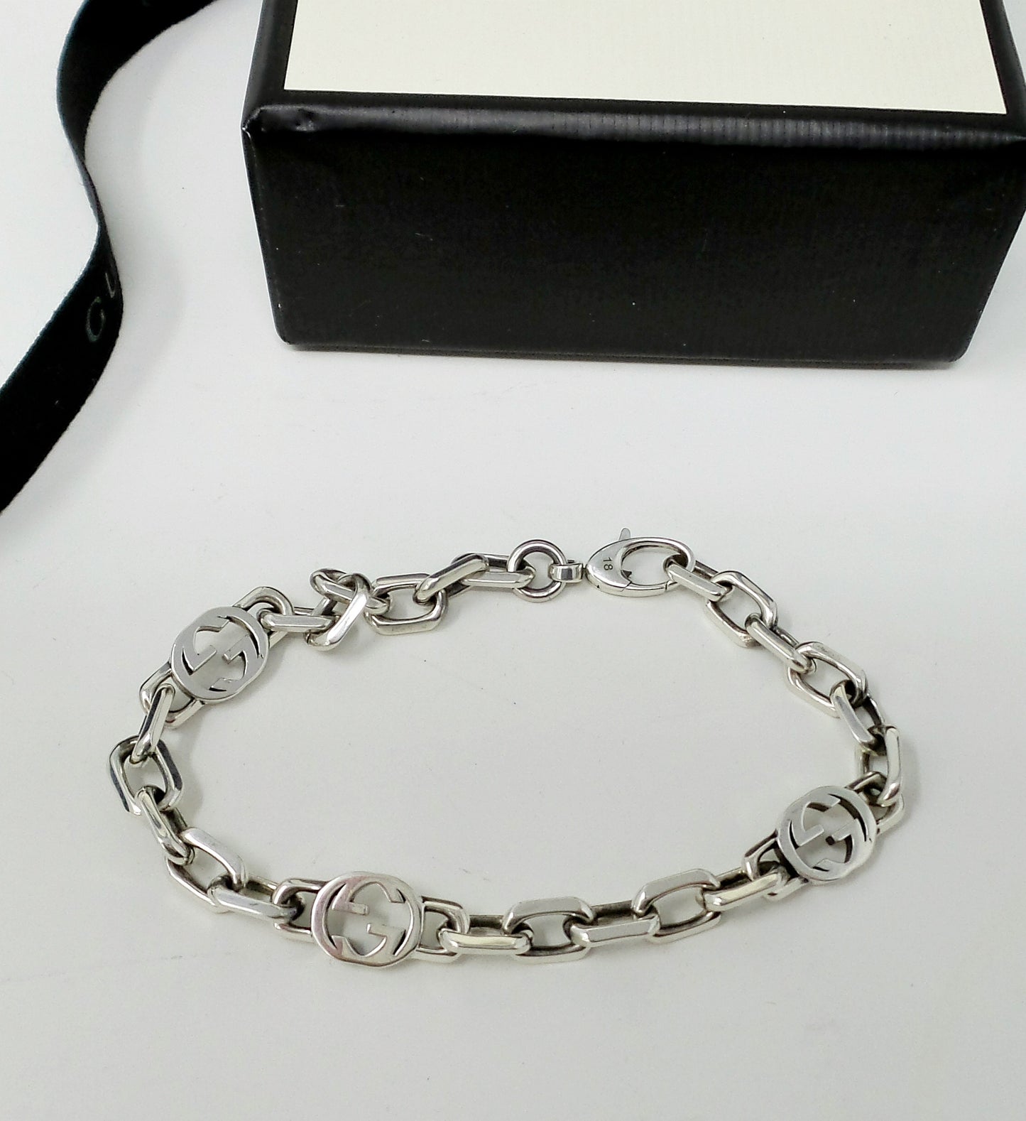 Unisex Silver Bracelet with Interlocking G Mens Womens