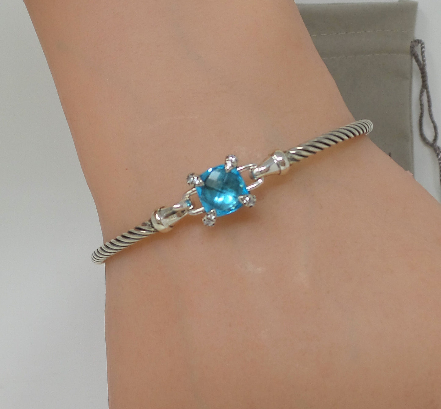 **Just Added** Sterling Silver Chatelaine Bracelet With Blue Topaz