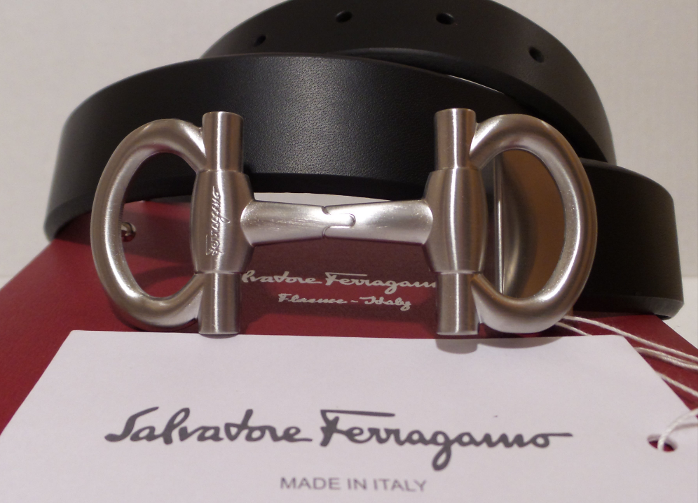 Black Belt with Silver Horseshoe Removable Buckle