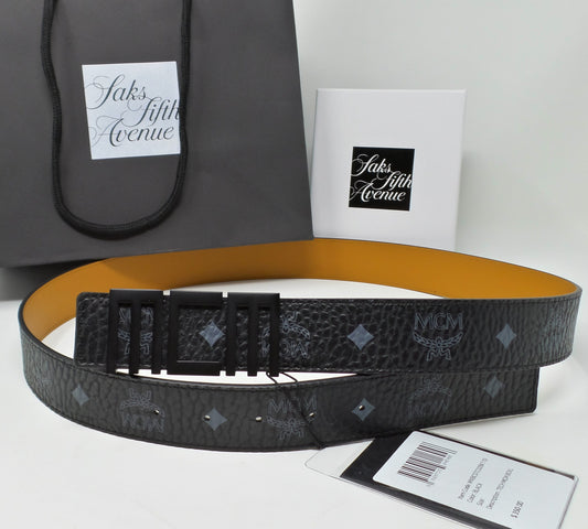 New Black/Grey Monogram Belt With Black Tech Logo Buckle